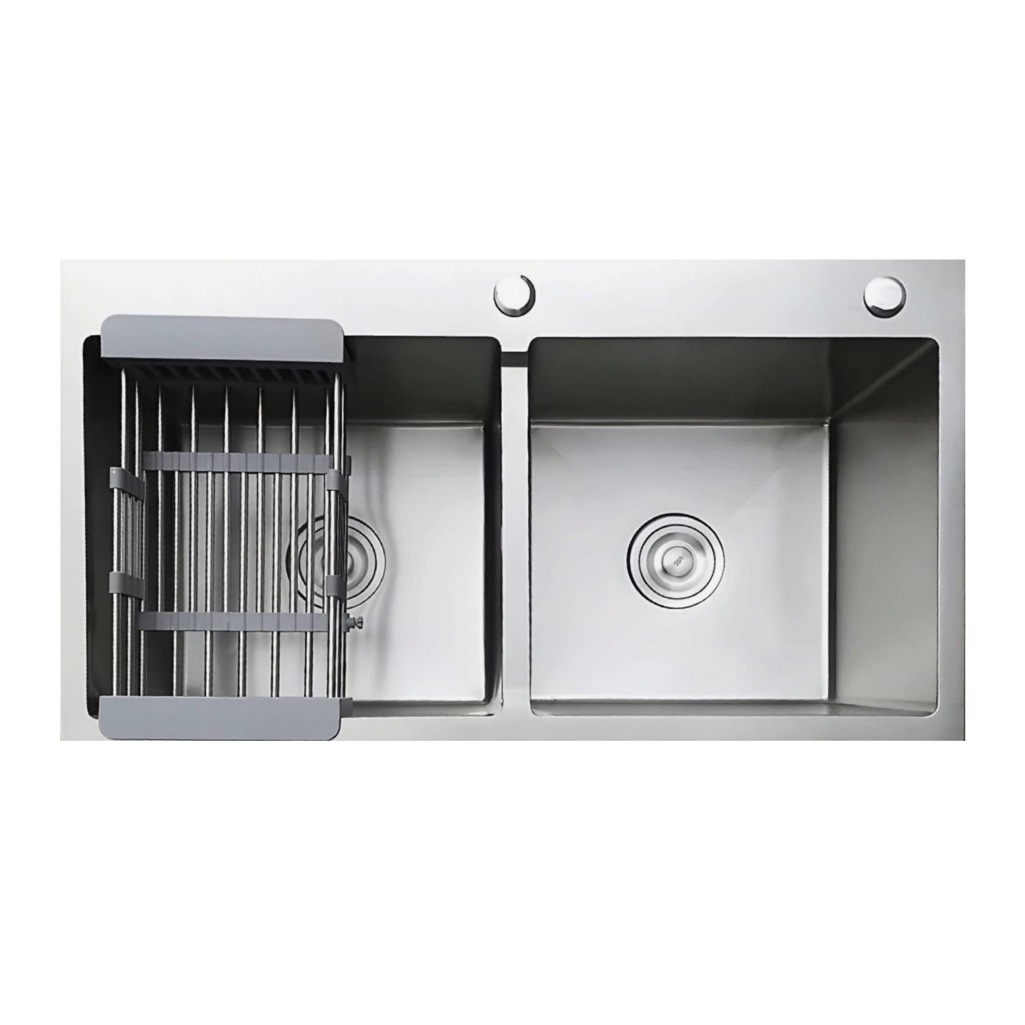 Euro Double Bowl 304 SS Sink with Drainer Basket 78 x 43cm