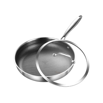 UAKEEN GERMANY 24cm Triply Stainless Steel Frying Pan with Nano Honeycomb Nonstick Coating