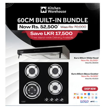 Euro Kitchen Bundle: 60cm Hood + 60cm 4 burner built-in Hob