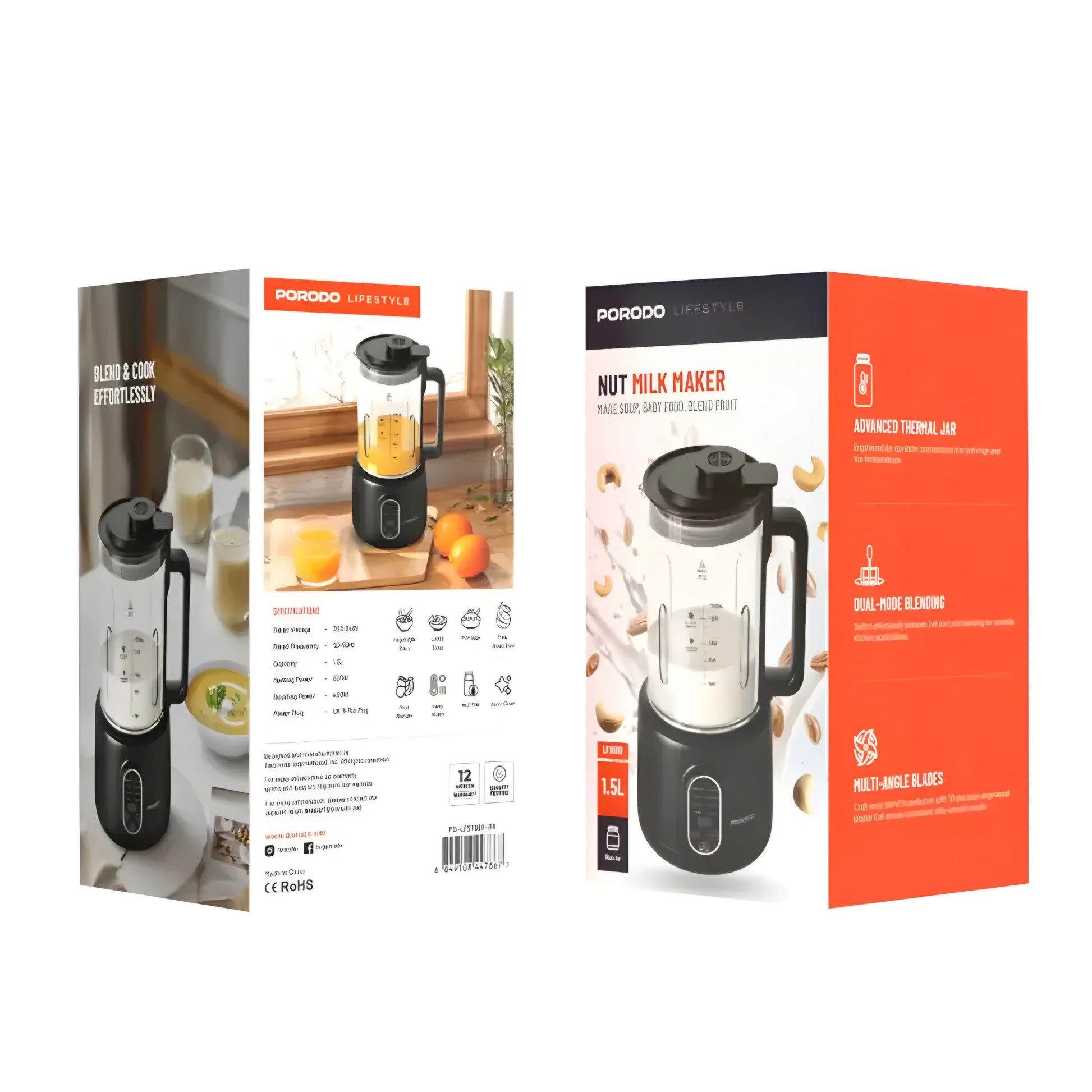 Porodo Lifestyle 600W Black Nut Milk Maker