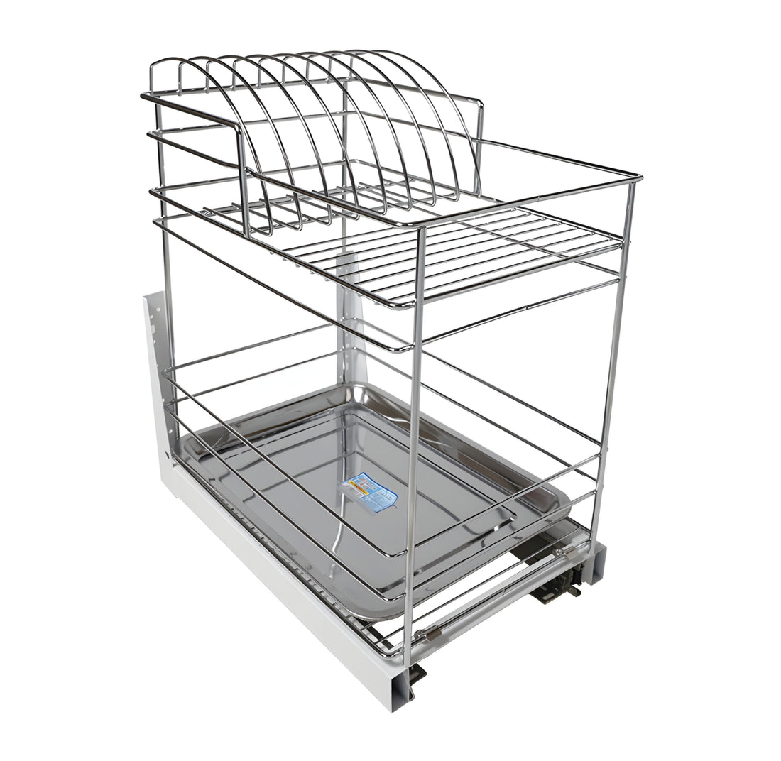 Pull Out Double Layer Dish Rack Organizer