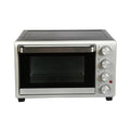 A RCL 20L Electric Oven with a black and silver color scheme, featuring mechanical timer controls and a glass door.