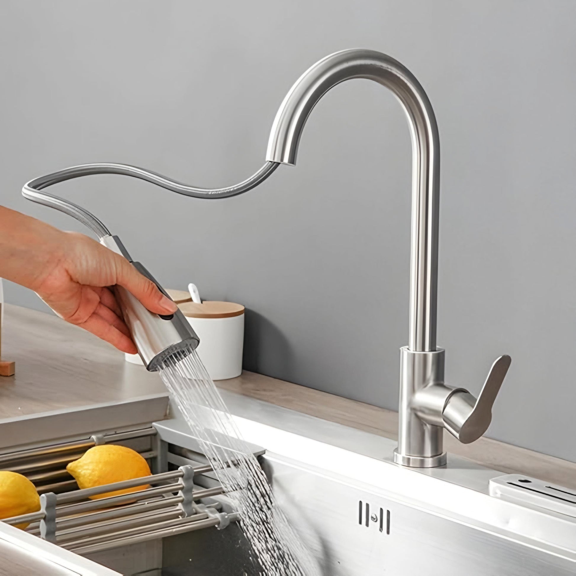 Rhodes Pullout Kitchen Silver Tap