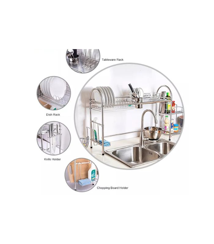 SS Counter Top Kitchen Sink Rack - Silver