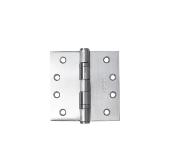 Stainless steel 304 hinge with a silver finish, measuring 4 by 4 inches with a thickness of 3mm, featuring two ball bearings.