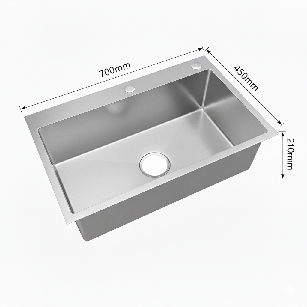Stainless Steel Handmade Single Bowl Sink with drainer