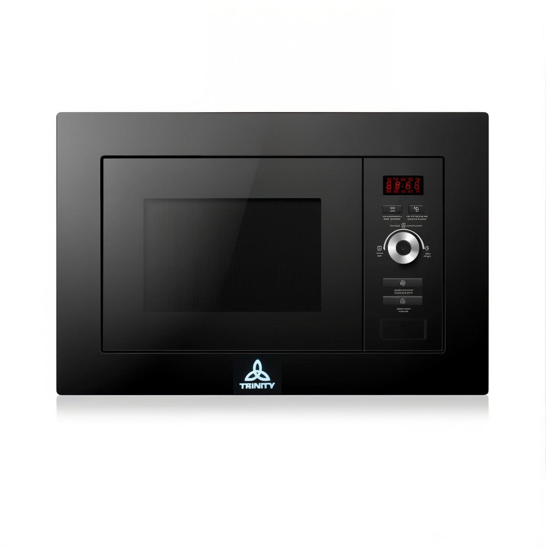 A black Trinity 20L Microwave Oven with a digital display and control panel on the right side.