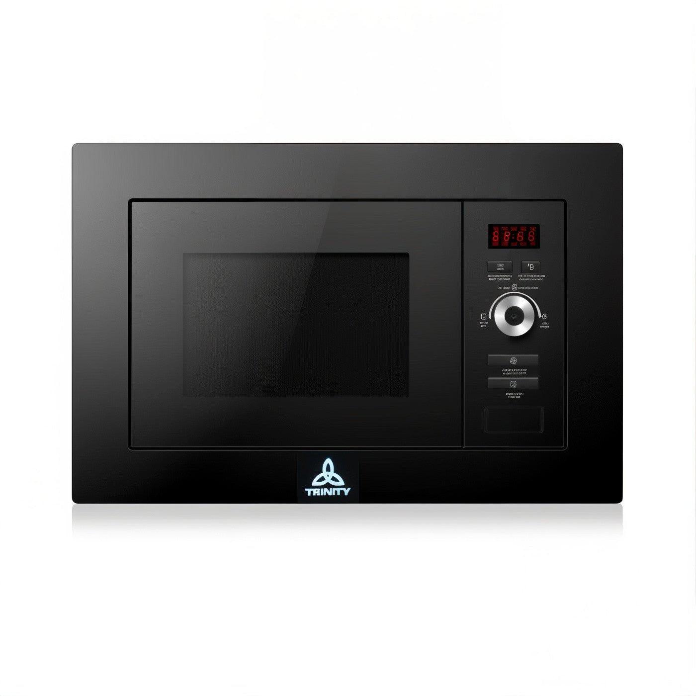 A black Trinity 20L Microwave Oven with a digital display and control panel on the right side.