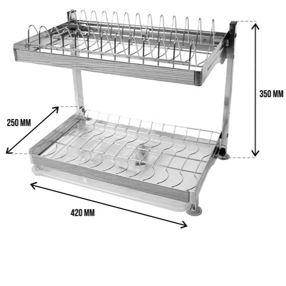 Two Tier Stainless Steel Dish Rack