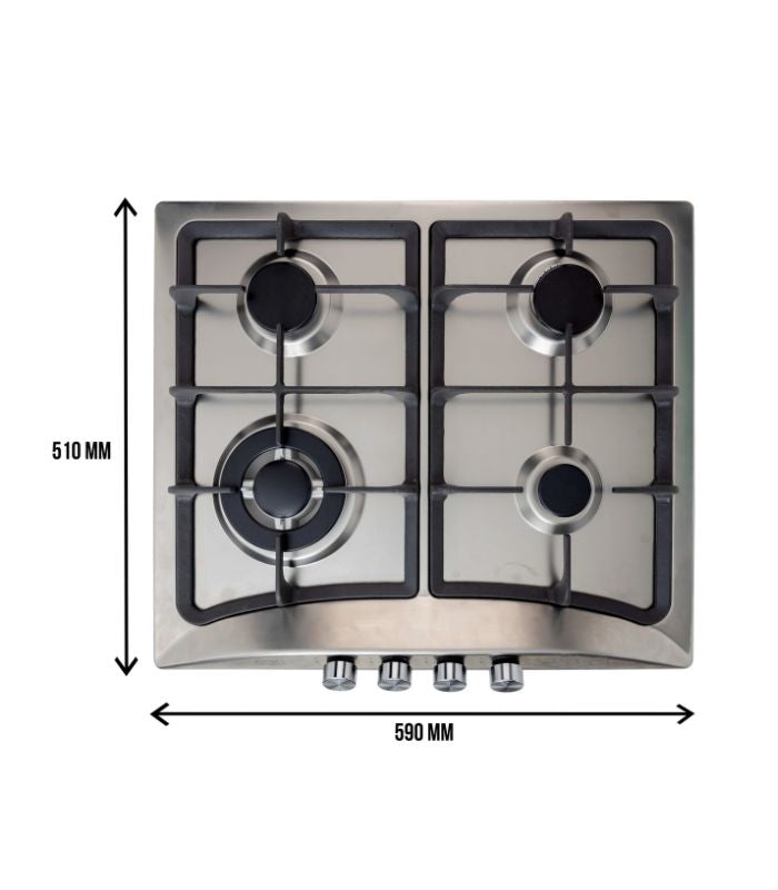 Prima 60cm 4 Burner Gas Cooker SS - KITGCH59-4002G