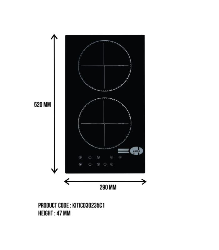 Asian 30cm 2 Burner Induction Hob Electric