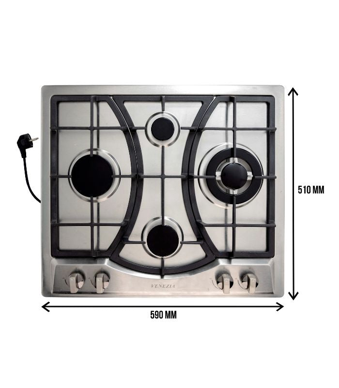 Venezia 60cm 4 Burner Stainless Steel Gas Cooker