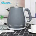 Four Yousdas electric kettles in different colors (white, blue, green, and gray) displayed side by side.