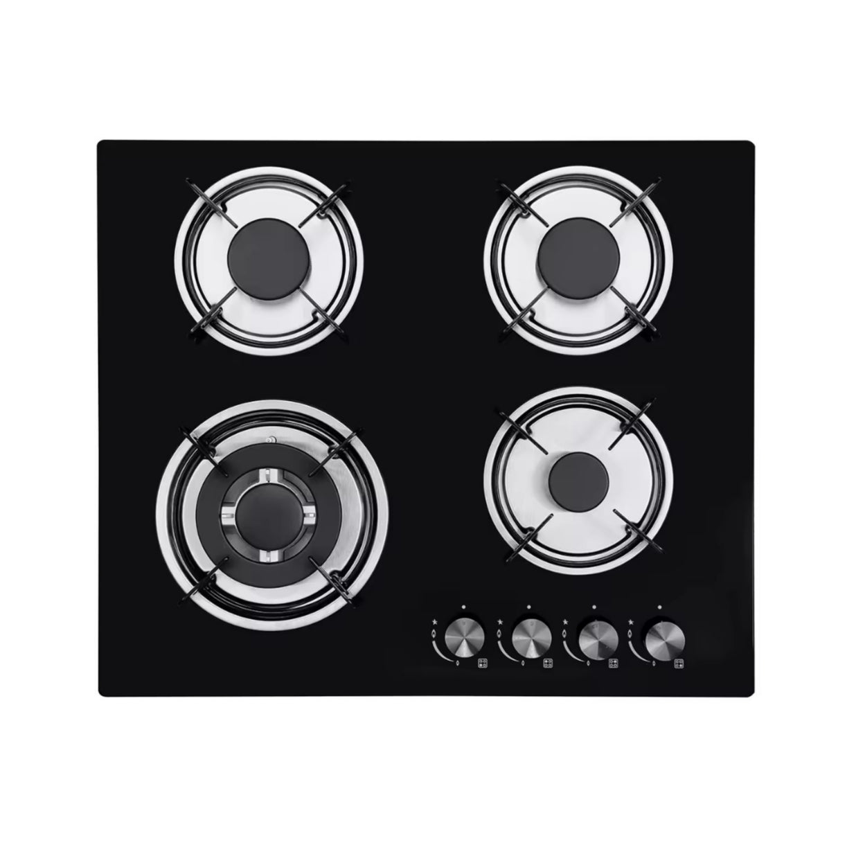 Euro 60cm 4 Burner Tempered Glass Black Gas Cooker