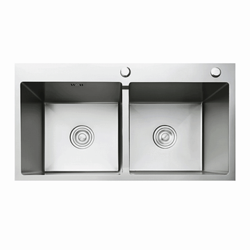 Euro Double Bowl 304 SS Sink with Drainer Basket 78 x 46cm