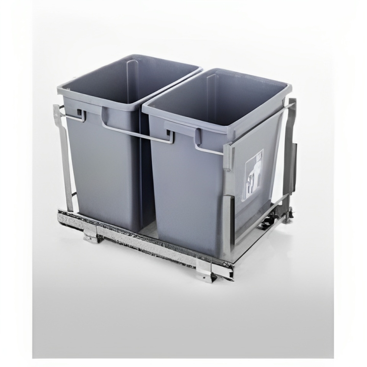 Grey Slide Out Double Waste Bin