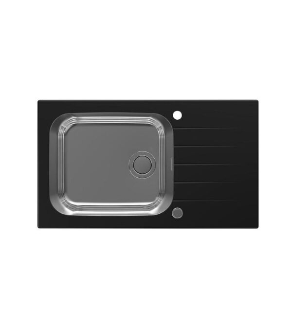 Modern Artone Single Bowl Black Tempered Glass Kitchen Sink - 860x500x200mm