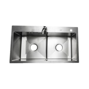 Euro 82 x 45 Double Bowl Silver Sink - Contemporary Kitchen Fixture