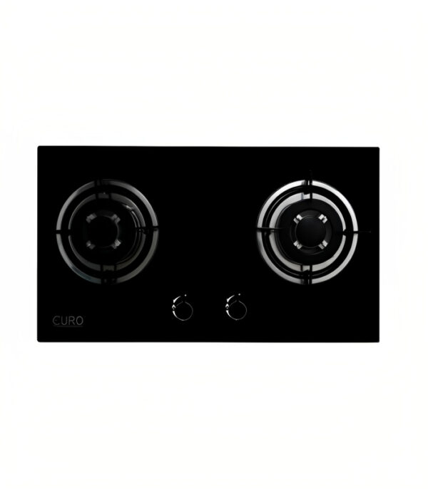 Sleek Euro 2 Burner Black Tempered Glass Gas Cooker - Modern Kitchen Appliance