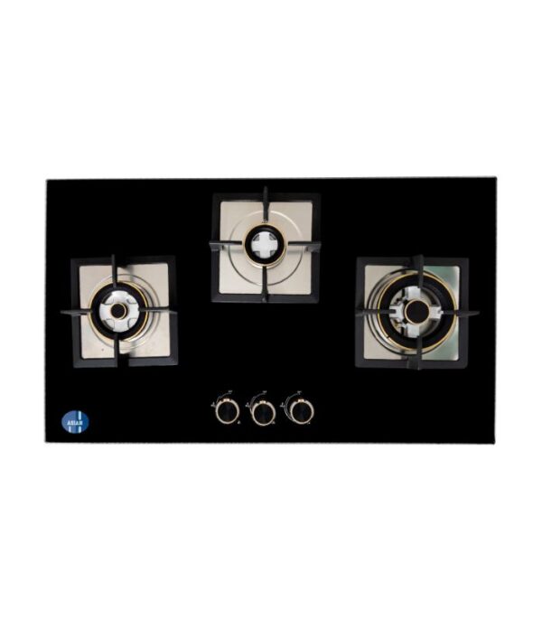 Spacious 3 Burner Glasstop Gas Cooker Square - Asian Kitchen Appliance