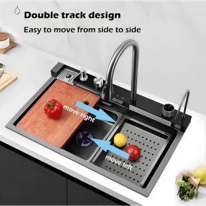 SS 304 Smart Kitchen Black Sink Full Set - Nano Coating - Premium Kitchen Fixture